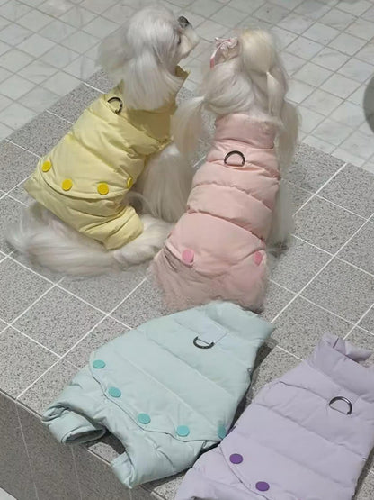 Fancy Petit Honeyのマカロンカラーコーデ《MKL008A》｜撮影にぴったりな高品質ダウンコート、背中も可愛く、リードも取り付け外ししやすい。