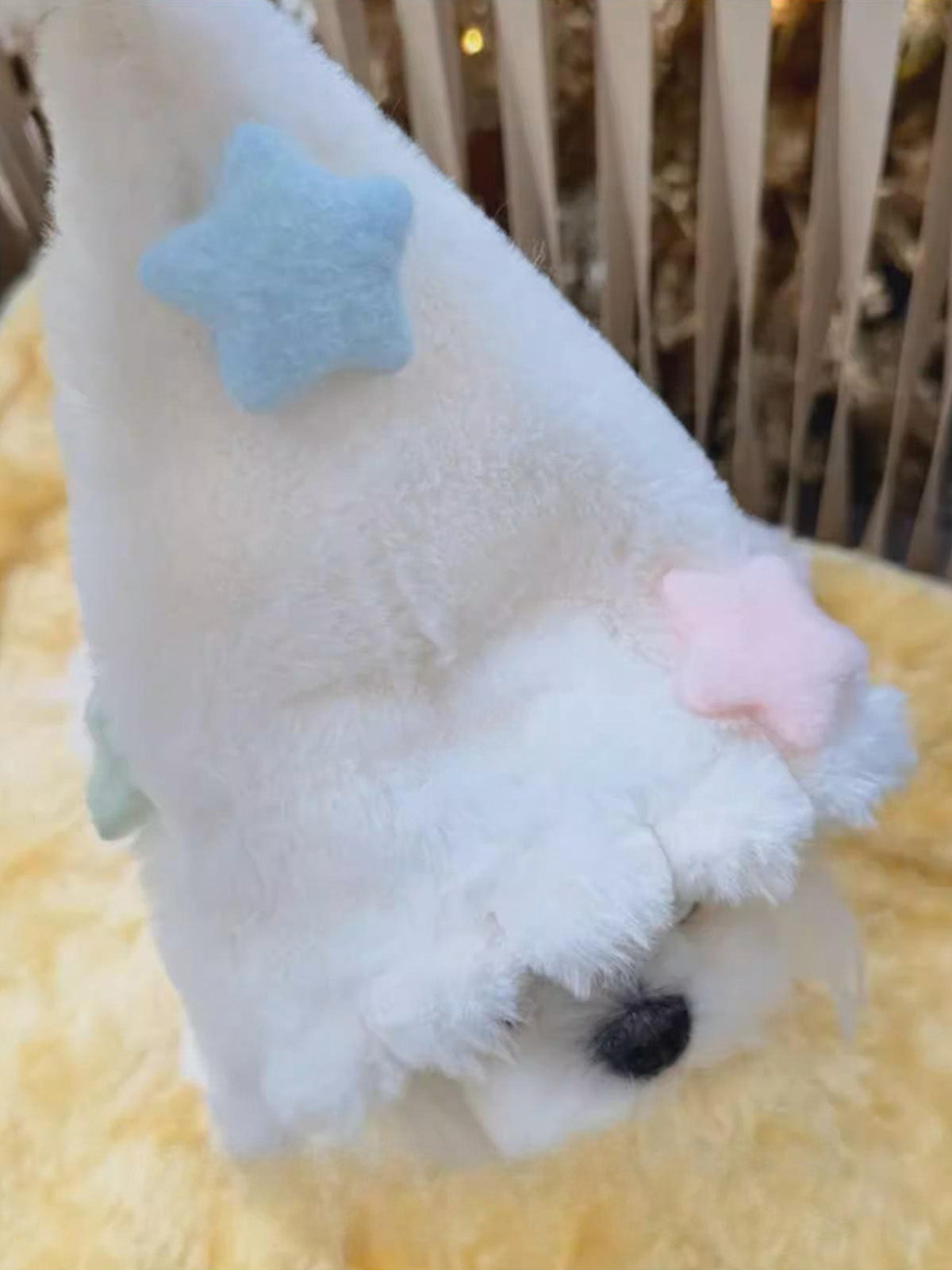 小型犬・中型犬向け冬用ペットウェア《XDD007》｜モコモコ素材と星柄ケープが特徴、上から見ても可愛い
