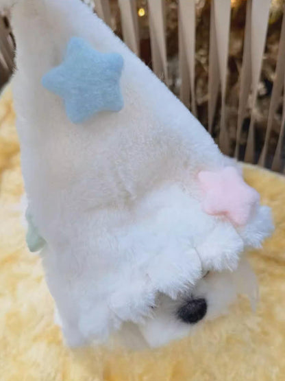 小型犬・中型犬向け冬用ペットウェア《XDD007》｜モコモコ素材と星柄ケープが特徴、上から見ても可愛い