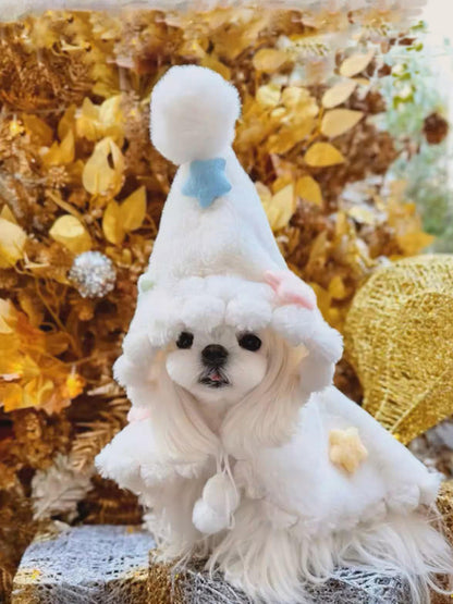 小型犬・中型犬向け冬用ペットウェア《XDD007》｜モコモコ素材と星柄ケープが特徴