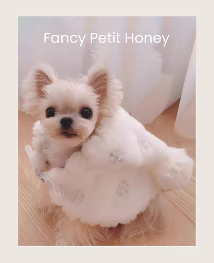 Fancy Petit Honeyの冬用ペット服《XNN004》｜雪ん子風モコモココート＆ケープ付き｜小型犬・中型犬対応