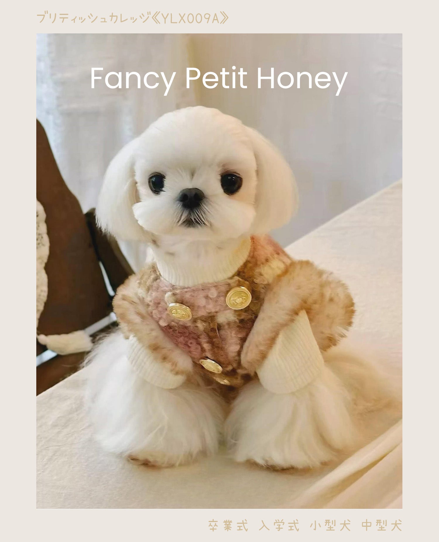 Fancy Petit Honeyの《YLX009A》ツイードコート。繊細な素材感と上品なディテールが魅力、一着で決まる。